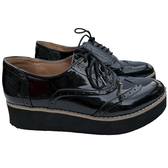 Madden Girl G-Class Black Platform Oxford Lace Up Shoes Women's Size 7.5 - Picture 2 of 9